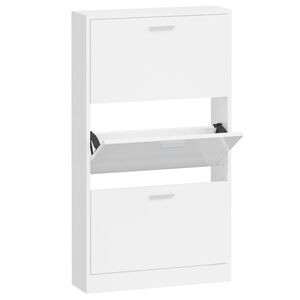 vidaXL Sapateira 59x17x108 cm derivados de madeira branco brilhante