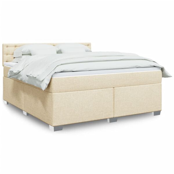 vidaXL Cama com molas/colch&atilde;o 180x200 cm tecido cor creme