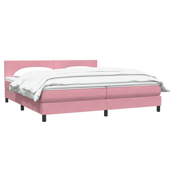 vidaXL Cama com molas colch&atilde;o 200x210 cm veludo rosa