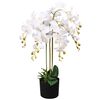 vidaXL Planta orqu&iacute;dea artificial com vaso 75 cm branco