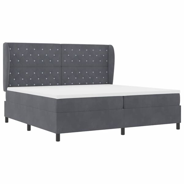 vidaXL Cama Box com colch&atilde;o Cinza Escuro 200 x 200 cm Poli&eacute;ster