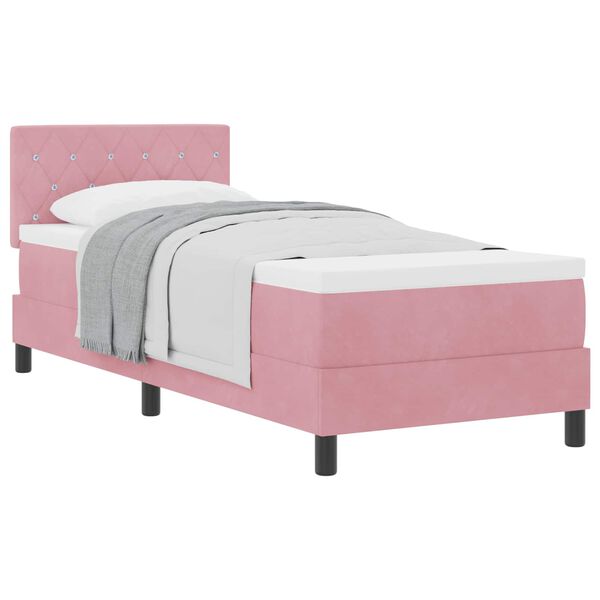 vidaXL Cama Box com colch&atilde;o com cabeceira Rosa 80 x 200 cm Veludo