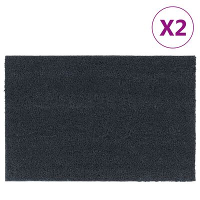 vidaXL Tapetes porta 2 pcs 40x60 cm fibra coco tufada cinzento escuro