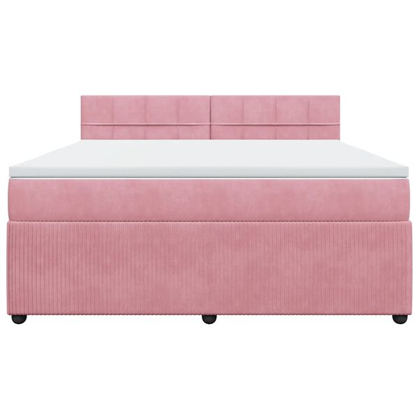 vidaXL Cama com molas/colch&atilde;o 180x200 cm veludo rosa