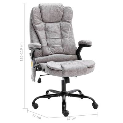 vidaXL Cadeira de massagens p/ escritório couro artificial cinza-claro