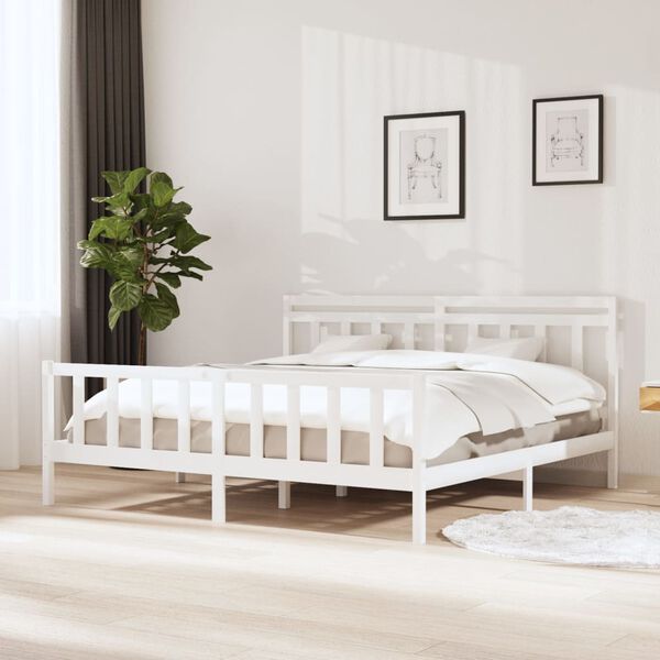 vidaXL Estrutura de cama 200x200 cm madeira maciça branco