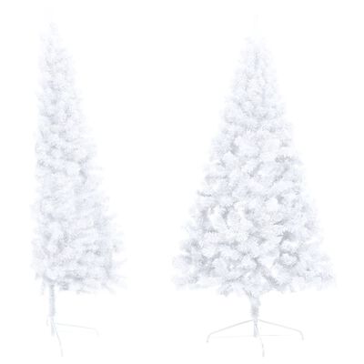 vidaXL Meia árvore Natal artificial pré-iluminada c/ bolas branco