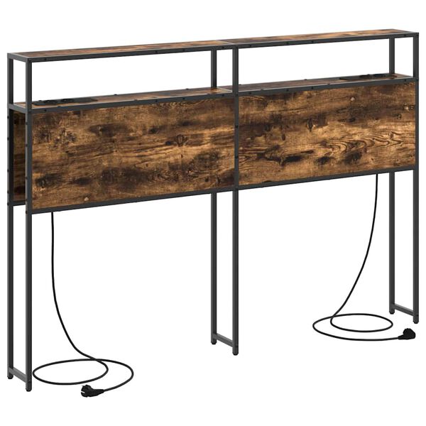 vidaXL Cabeceira de armazenamento com cabeceira Carvalho fumado 150 cm