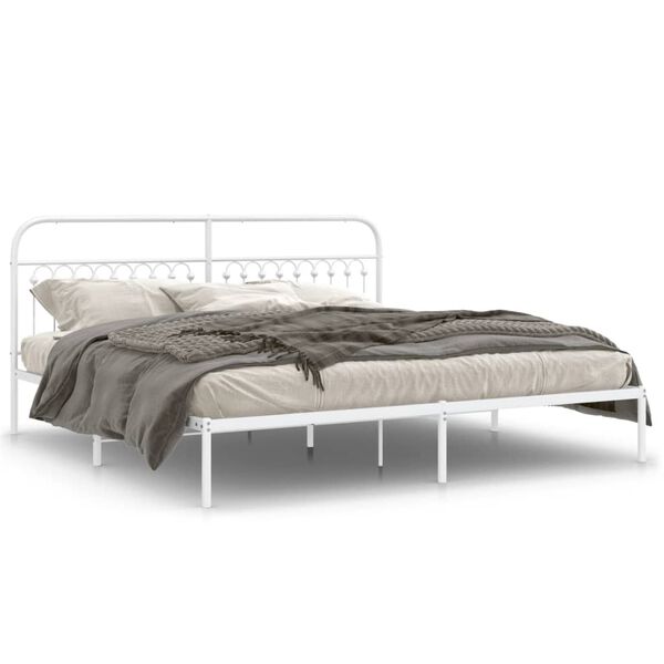 vidaXL Estrutura de cama com cabeceira 193x203 cm metal branco