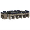 vidaXL Conjunto de jantar para jardim com 15 pe&ccedil;as e almofadas em rattan sint&eacute;tico cinza