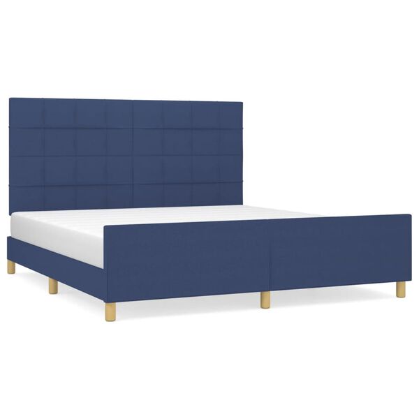 vidaXL Estrutura de cama sem colch&atilde;o 180x200 cm tecido azul