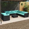 vidaXL 10 pcs conjunto lounge de jardim c/ almofad&otilde;es vime PE preto