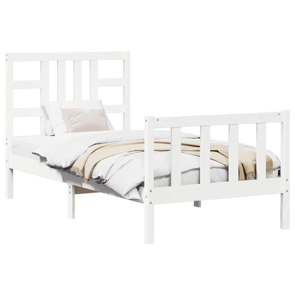 vidaXL Cama sem colch&atilde;o 90x190 cm madeira de pinho maci&ccedil;a branco