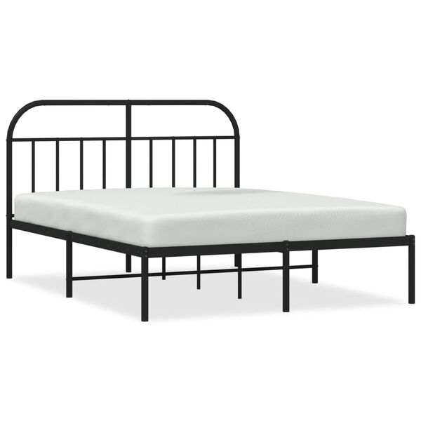 vidaXL Estrutura de cama com cabeceira 140x190 cm metal preto
