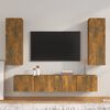 vidaXL Conjunto m&oacute;veis de TV 4 pcs madeira processada carvalho fumado