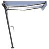 vidaXL Toldo retr&aacute;til manual com LED 350x250 cm azul e branco