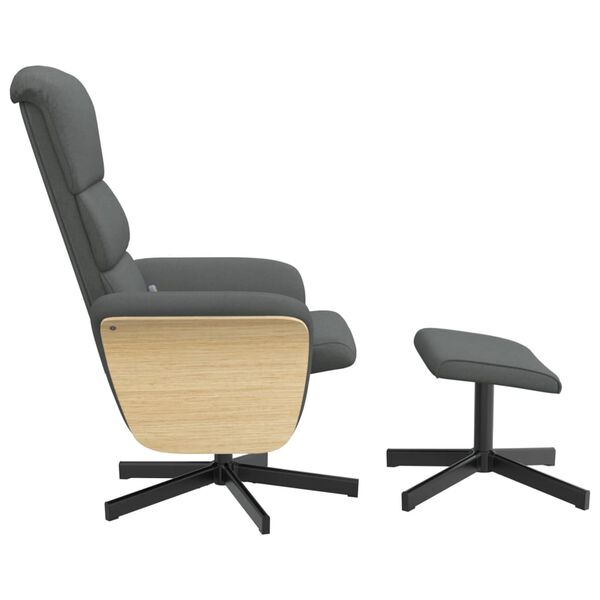 vidaXL Cadeira massagens reclin&aacute;vel c/ apoio p&eacute;s tecido cinza-escuro