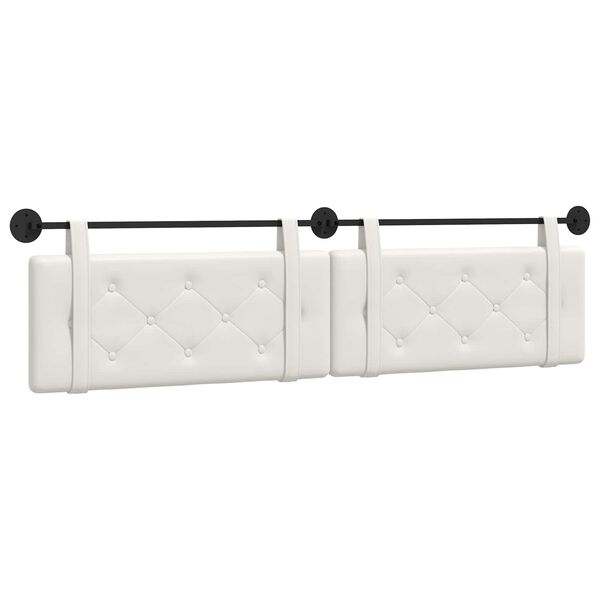 vidaXL Cabeceira Suspensa Branco 210 x 55 x 5 cm Couro Sint&eacute;tico