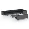 vidaXL 9 pcs conj. lounge jardim c/ almofad&otilde;es vime PE cinzento-escuro