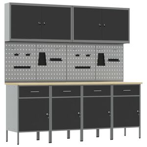vidaXL Arm&aacute;rio de Trabalho com gaveta 10 unid. Preto e Cinza