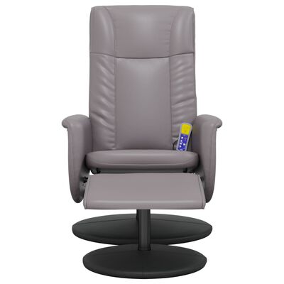 vidaXL Cadeira massagens reclinável c/ apoio pés couro artif. cinzento