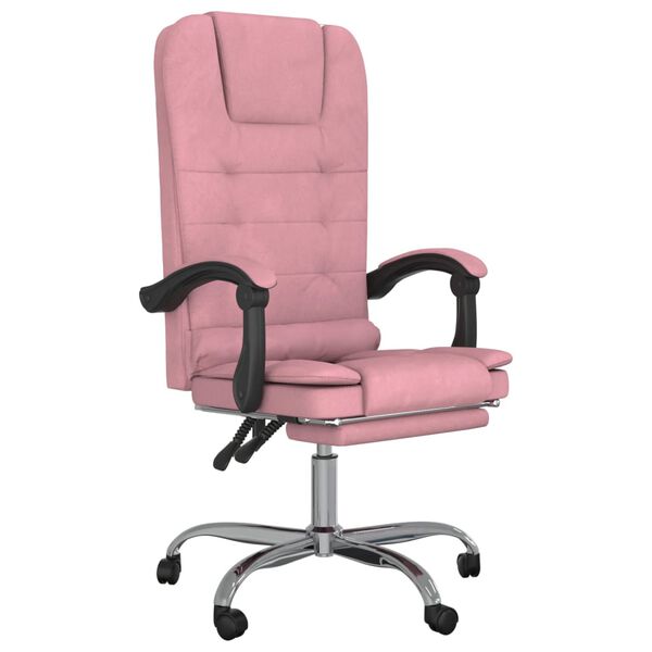 vidaXL Cadeira de massagens reclinável p/ escritório veludo rosa
