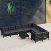 vidaXL 10 pcs conjunto lounge de jardim c/ almofad&otilde;es pinho preto
