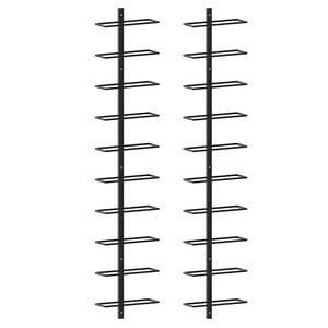 vidaXL Garrafeiras de parede para 20 garrafas 2 pcs metal preto