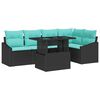 vidaXL Conjunto de Sof&aacute; de Jardim 6 pcs Preto e Azul vime PE