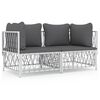 vidaXL 2 pcs conjunto lounge de jardim com almofad&otilde;es a&ccedil;o branco