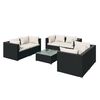 vidaXL 7 pcs conjunto lounge de jardim c/ almofad&otilde;es vime PE preto