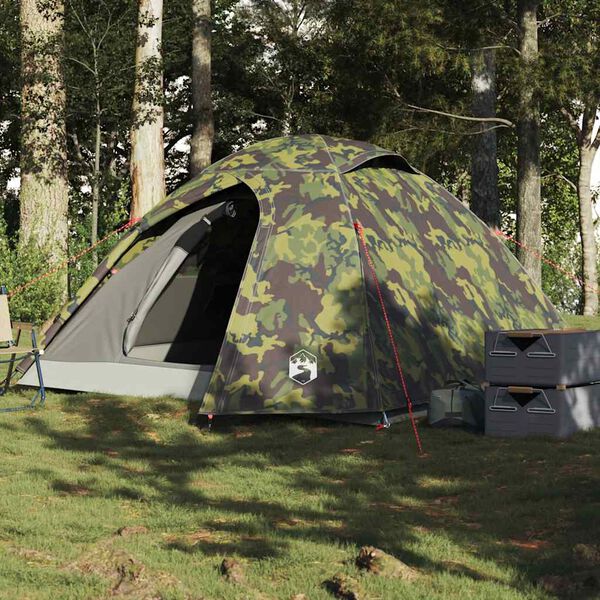 vidaXL Tenda de campismo c&uacute;pula p/ 4 pessoas imperme&aacute;vel camuflagem
