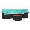 vidaXL Conjunto de Sof&aacute; de Jardim com almofada 6 pcs Preto vime PE
