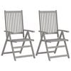 vidaXL Cadeiras jardim reclin&aacute;veis 2 pcs madeira ac&aacute;cia maci&ccedil;a cinza