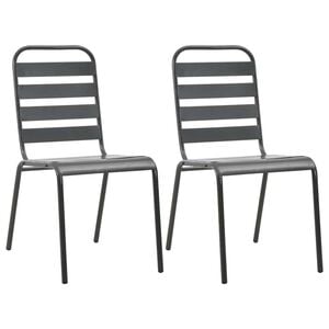 vidaXL Cadeiras de exterior empilh&aacute;veis 2 pcs a&ccedil;o cinzento