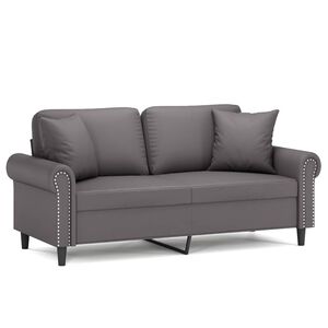 vidaXL Sof&aacute; 2 lugares + almofadas decorativas 140cm couro artif. cinza