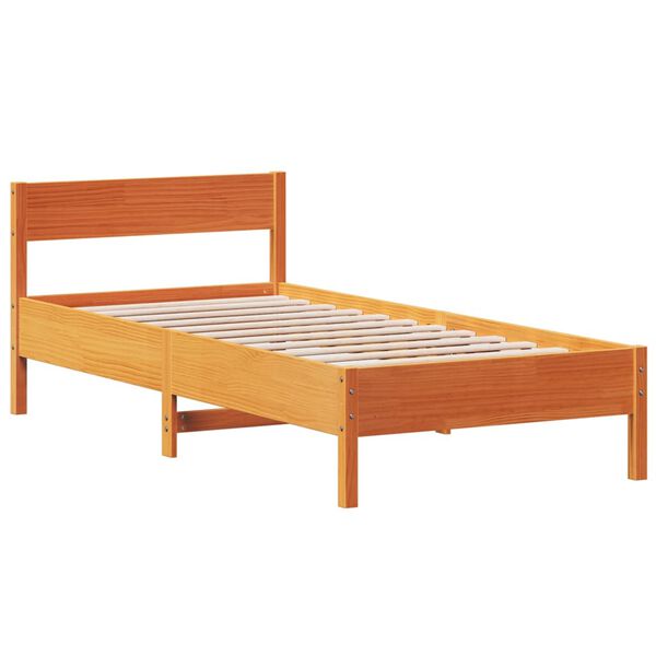 vidaXL Cama sem colch&atilde;o 90x190 cm madeira de pinho maci&ccedil;a castanho-mel