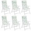 vidaXL Almofadões p/ cadeira encosto alto 6 pcs tecido oxford folhas