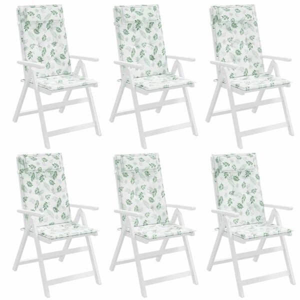 vidaXL Almofadões p/ cadeira encosto alto 6 pcs tecido oxford folhas
