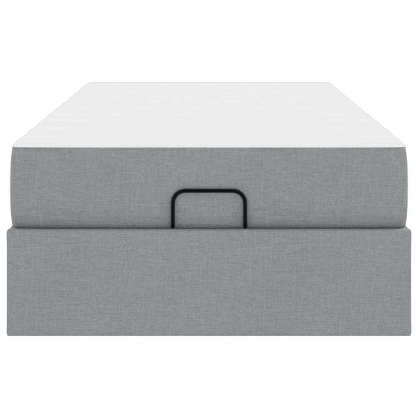 vidaXL Estrutura de cama com colch&atilde;o 2 pcs Cinzento-claro tecido