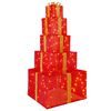 vidaXL Torre de caixas de presentes de Natal LED 250 LED Branco quente
