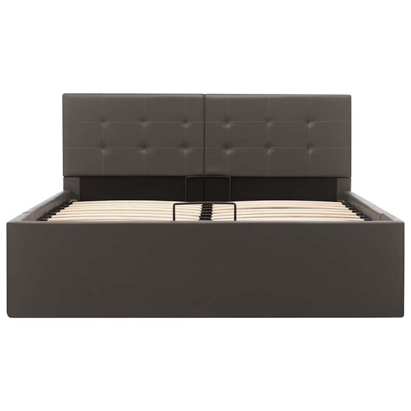 vidaXL Cama hidr&aacute;ulica c/ arruma&ccedil;&atilde;o 120x200cm couro artificial cinza