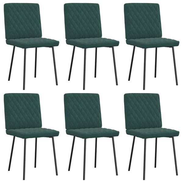 vidaXL Cadeiras de jantar 6 pcs veludo verde-escuro