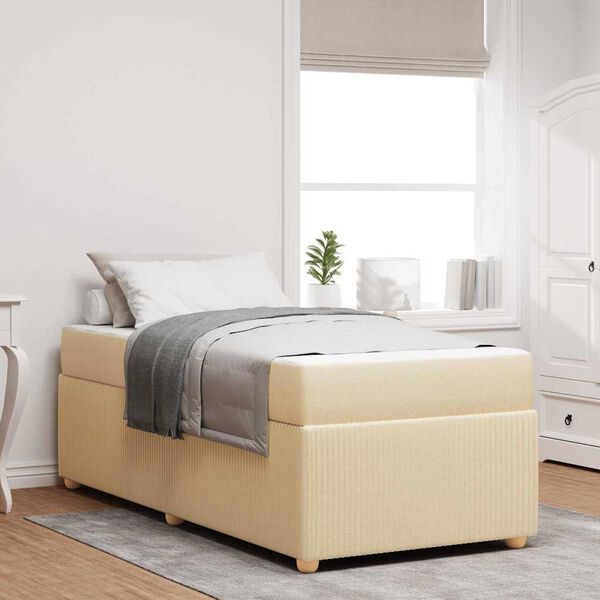 vidaXL Estrutura da Cama com colch&atilde;o Creme 90 x 190 cm tecido
