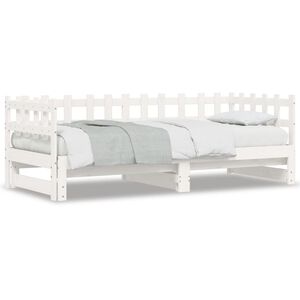 vidaXL Estrutura sof&aacute;-cama de puxar 2x(90x190) cm pinho maci&ccedil;o branco