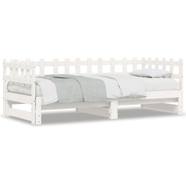 vidaXL Estrutura sofá-cama de puxar 2x(90x190) cm pinho maciço branco