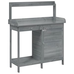 vidaXL Mesa de cultivo c/ arm&aacute;rio 110,5x45x124,5 cm abeto maci&ccedil;o cinza