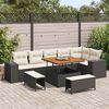 vidaXL Conjunto de Sof&aacute; de Jardim 9 pcs Preto e Creme vime PE
