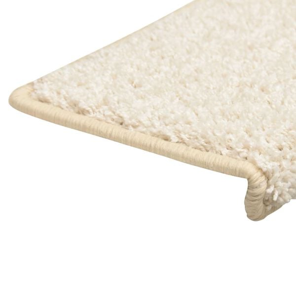 vidaXL Tapetes de escada 15 pe&ccedil;as 65x21x4 cm branco com borda retangular