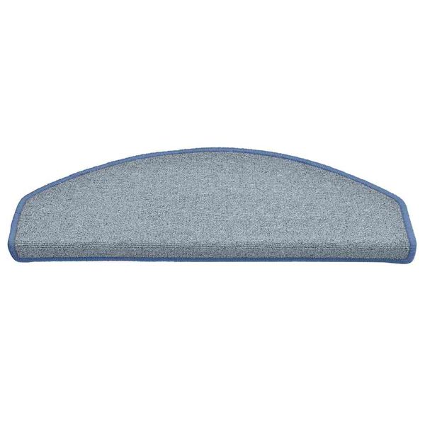 vidaXL Tapetes de escada 30 pe&ccedil;as 65x24x4 cm cinza claro e azul semicircular grande